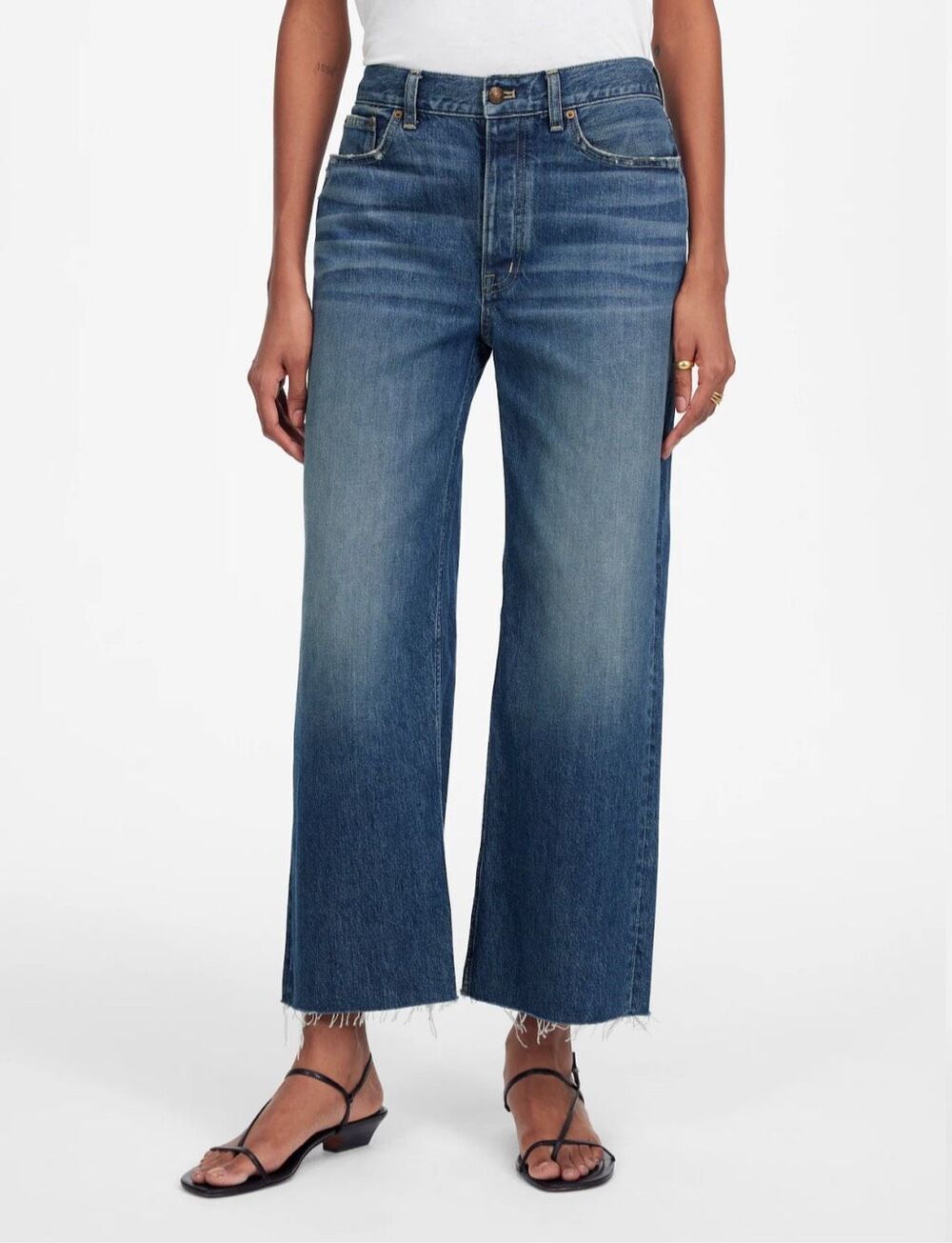Madewell Low-Slung Baggy Crop Jeans Crowell Wash 100% Cotton Size 31